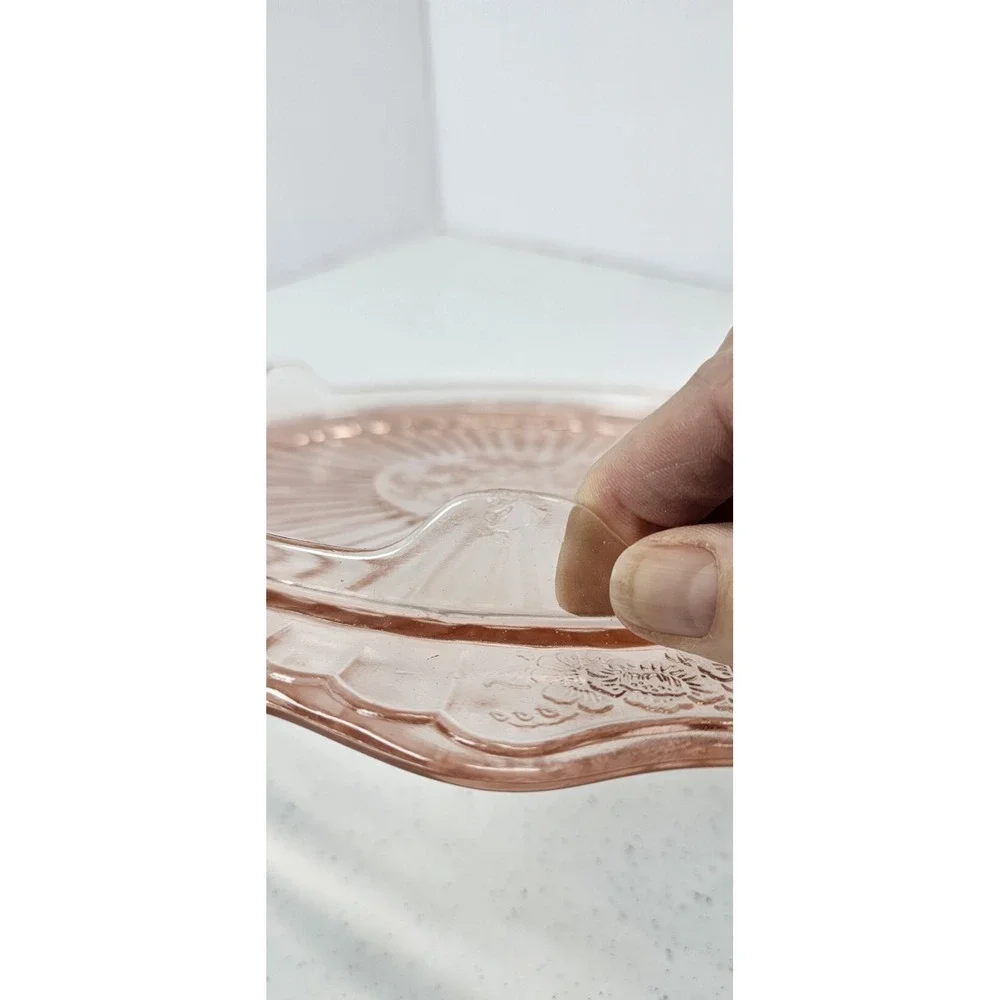 VTG Anchor Hocking Mayfair Open Rose Pink Depression Glass Cake Plate Tray 11